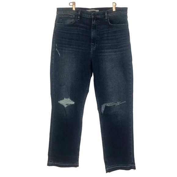 NWT Hudson Jade Mid Rise Loose Fit Distressed Raw Hem Jeans SZ 32 - Picture 1 of 12